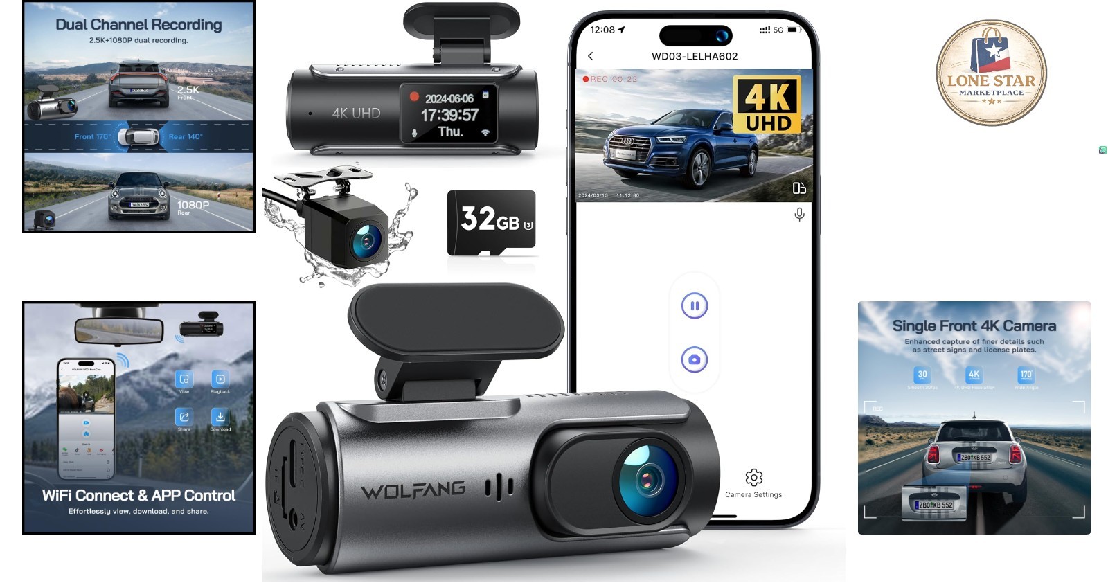 4K Dual Dash Cam with Built-in WiFi & Night Vision – Complete Vehicle Safety