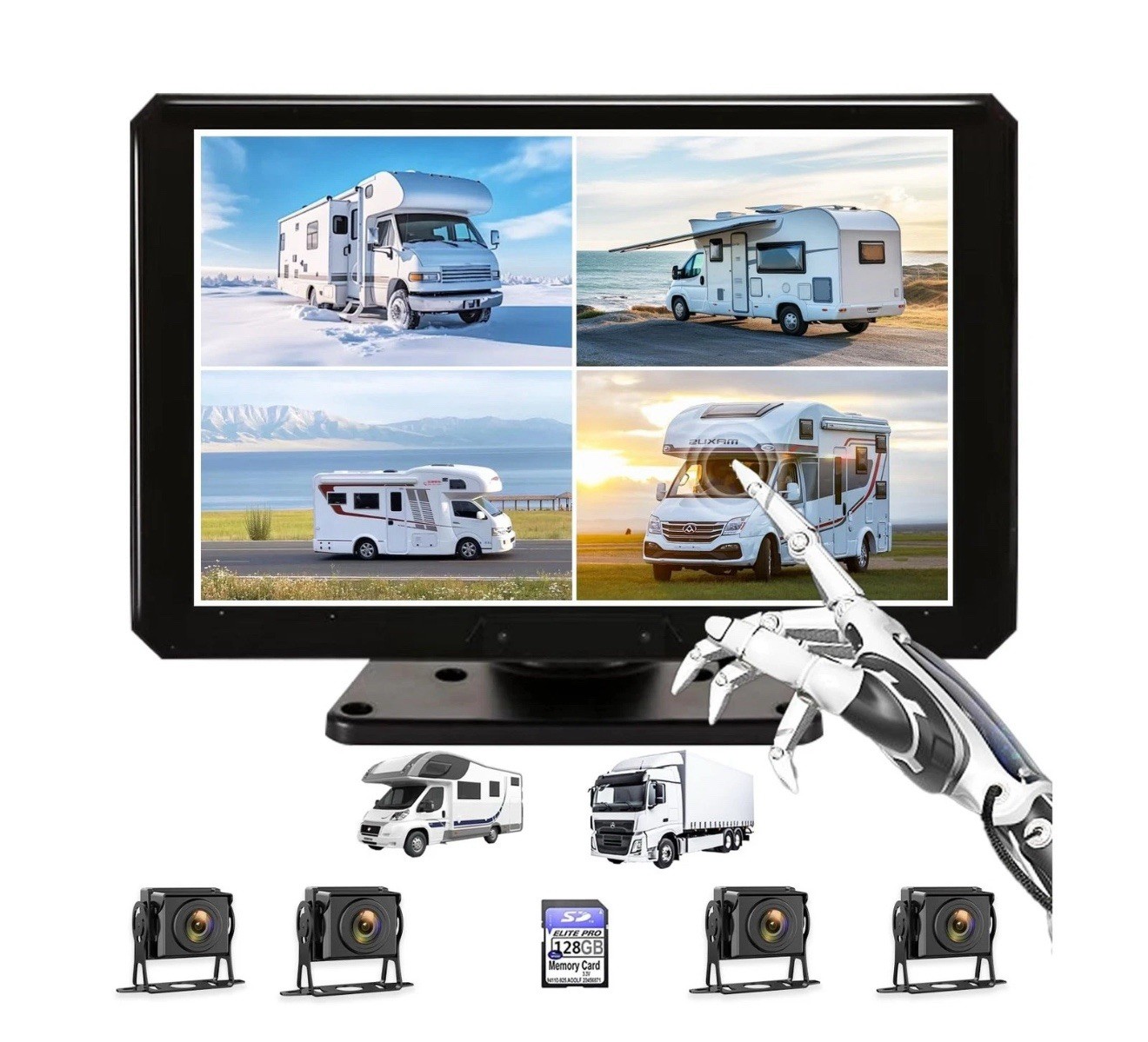 10,36-Inch 4-Channel 128GB Large Audio Screen 1080P Backup Camera Monitor & B…