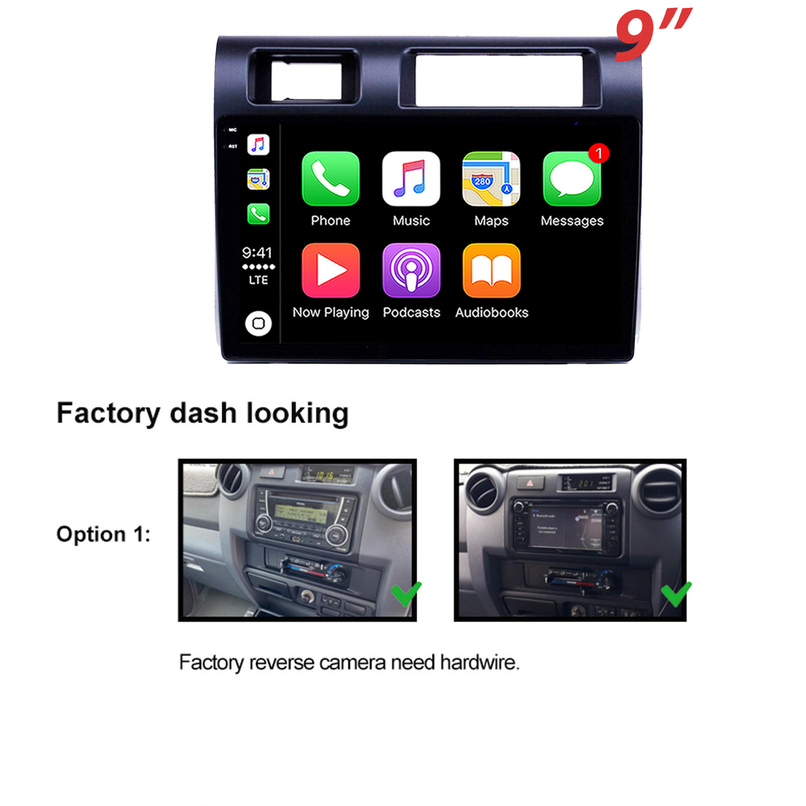 9” Apple CarPlay Head Unit Car radio For Toyota Landcruiser 2009-2024 70 Series
