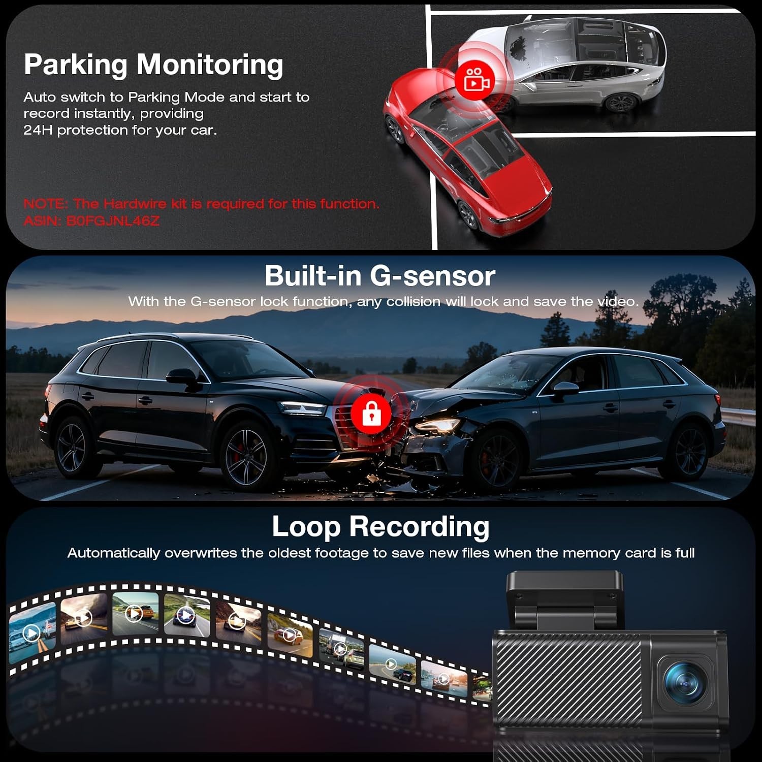 4K+2.5K Dual Channel Dash Cam with App Control & Built-in GPS for All Vehicles