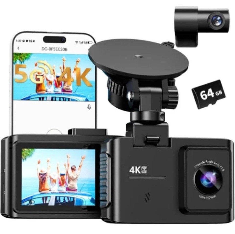 WANLIPO Dash Cam Front and Rear: 4K Dual Channel Dash Cam – 5GHz WiFi,…