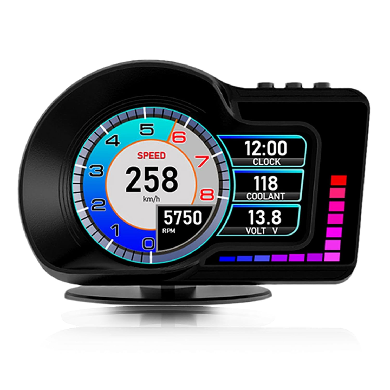 Head up Display HUD F16 with OBD2 + GPS Dual System Digtial Speedometer, 3.5″ IP