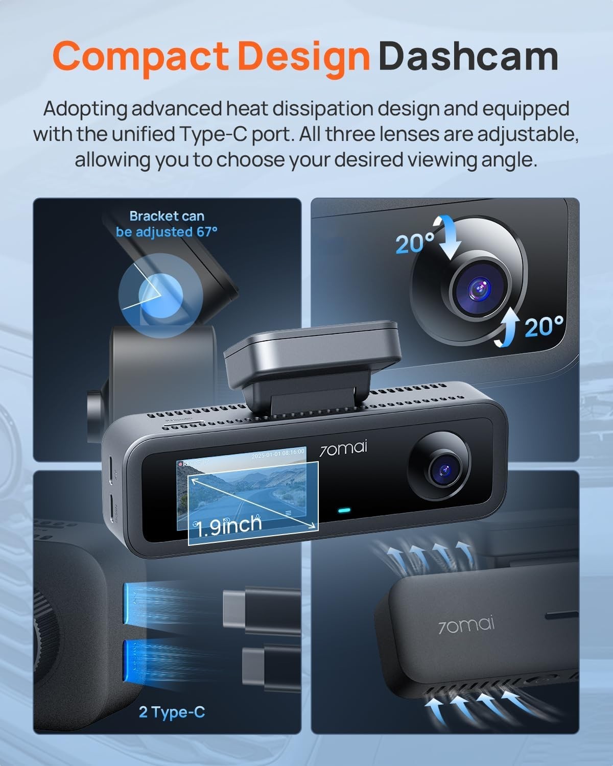 T800E 4K Ultra HD Dash Camera with Wi-Fi 6 & Night Vision, 64GB Card Included