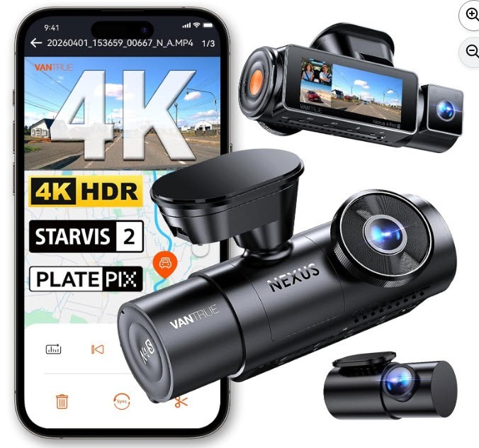 Vantrue N4 Pro S 3 Channel 4K Dash Cam Front and Rear Inside HDR IR Night Vision