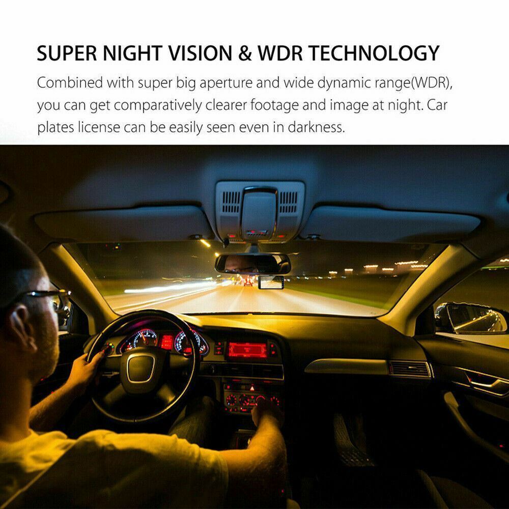 Touch Screen Dash Cam 4″ 1080P Dual Lens Car DVR Recorder Front and Rear Camera