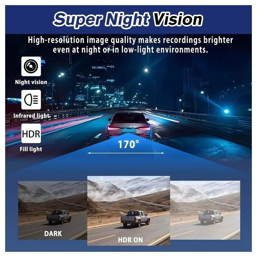 360° Full View 4 Channel Dash Camera 1080P Infrared Night Vision G-Sensor
