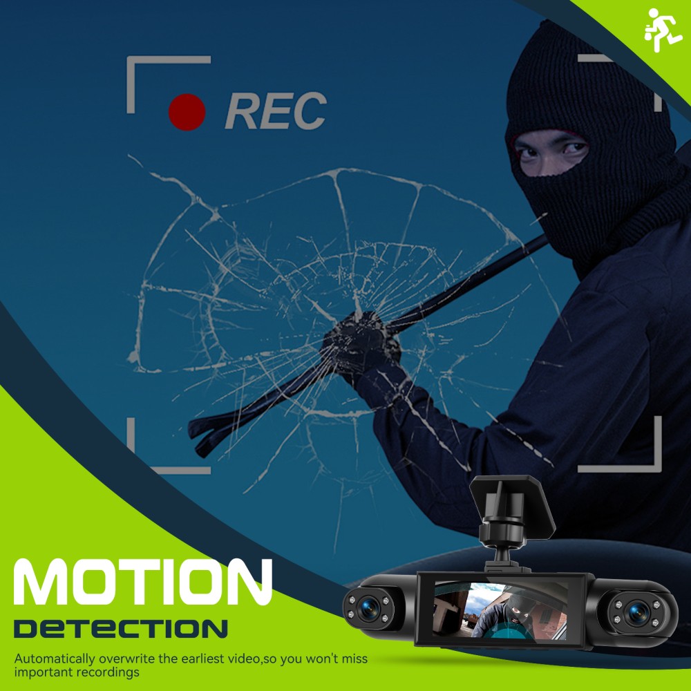 1080HD 4-Channel Dashcam Front Rear Inside Left Right Car Dash Cam Night Vision